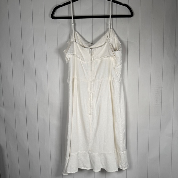 GB Linen Blend White Ruffle Mini Tank Dress Spring Summer Minimalist Chic XXL - Picture 5 of 12